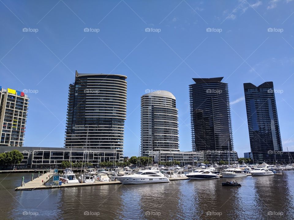 Tranquil setting by the river jetty in the city