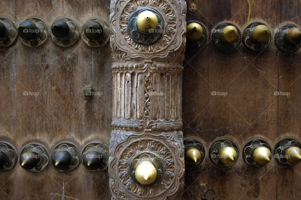 Old worn door in Stonetown on Zanzibar.