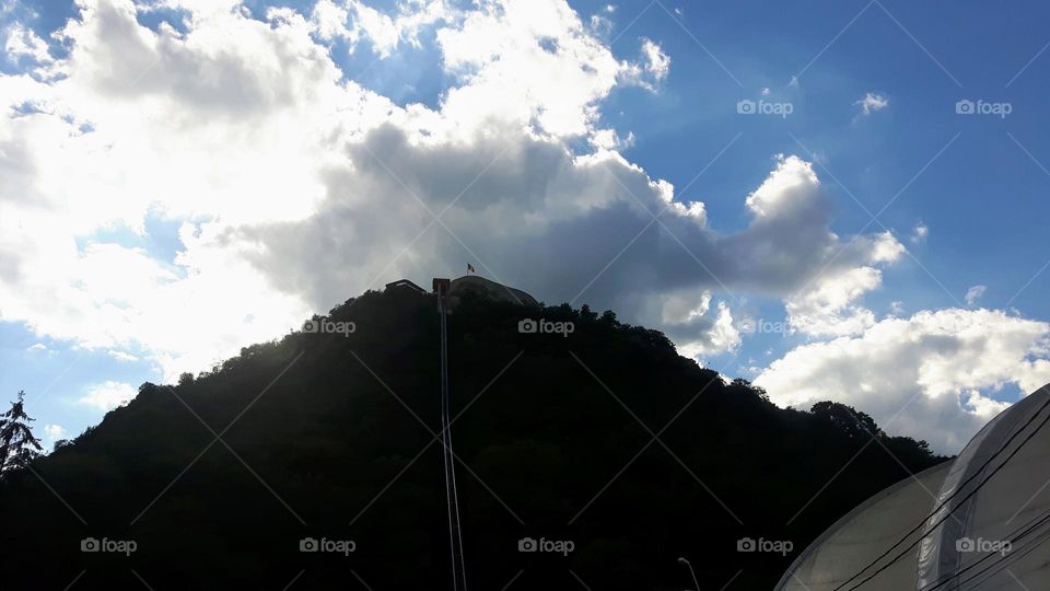 is it a fish or is it a map of Romania?  no ... it's just the clouds at Deva Fortress, Romania