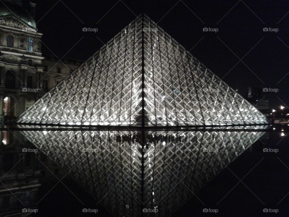night art louvre pyramid by patrick.mayon
