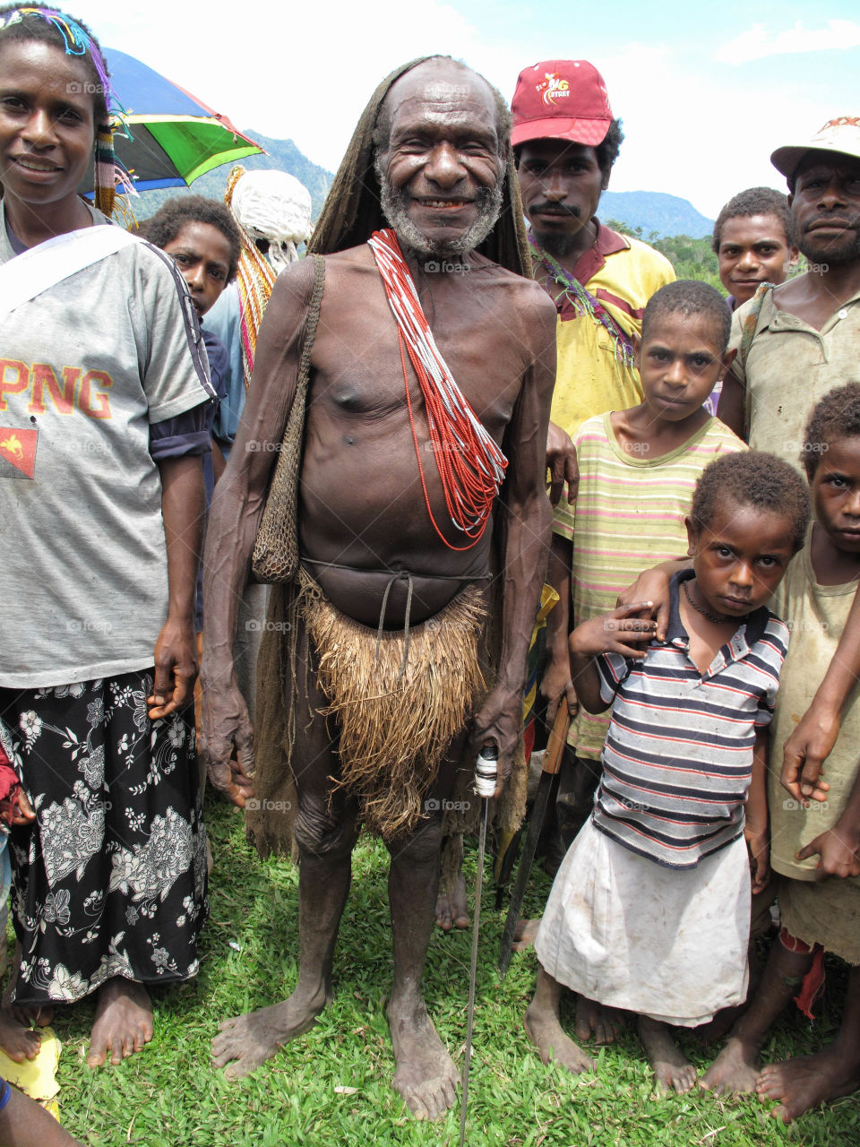 Elder man in traditional garb, Eastern Highlands Province, Papua New Guinea 