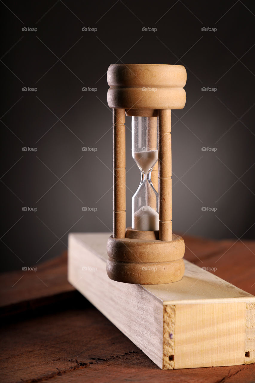 Antique wooden sand timer hour glass