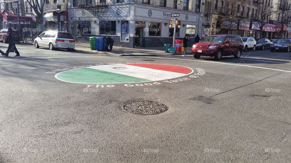 Italian flag in the middle of the street