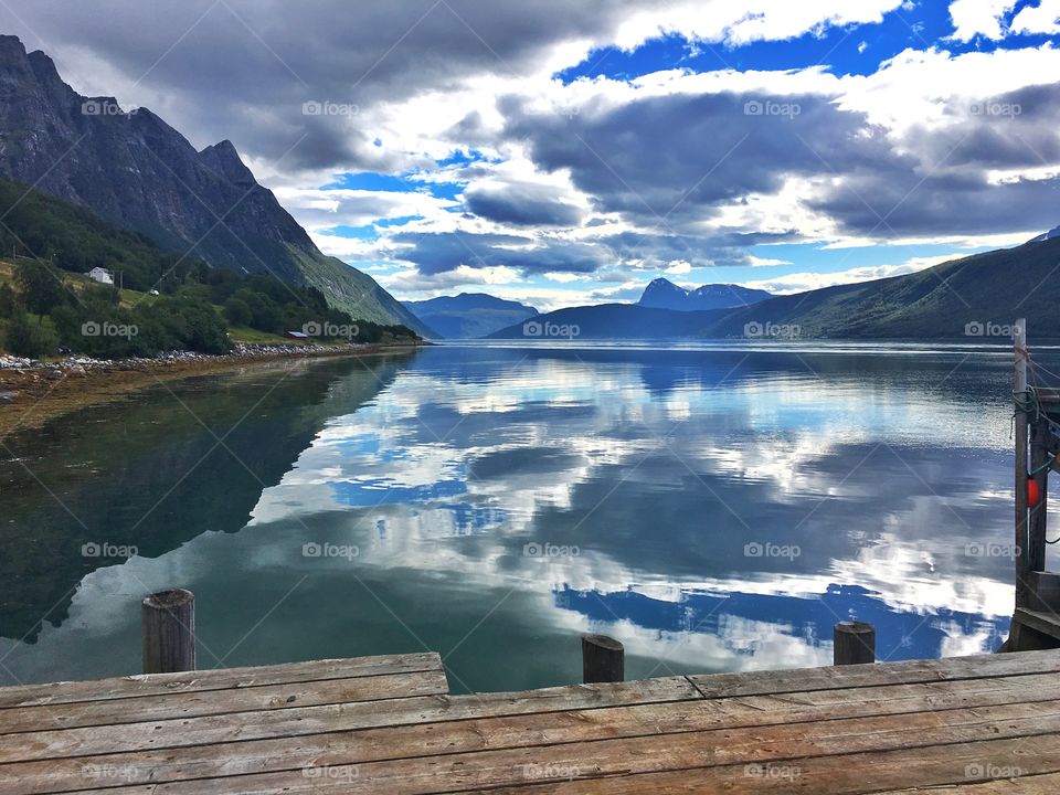 Harbour and idyllic lake at norway