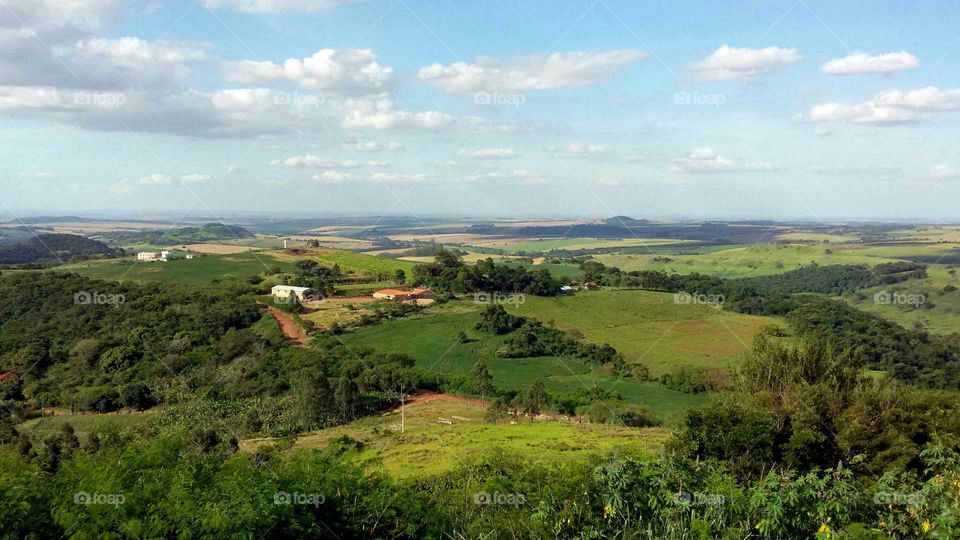 Green valley with forests and agriculture