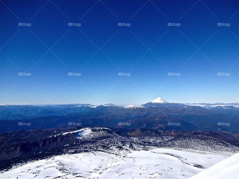 View of Argentina from Volcano Villarrica in southern Chile