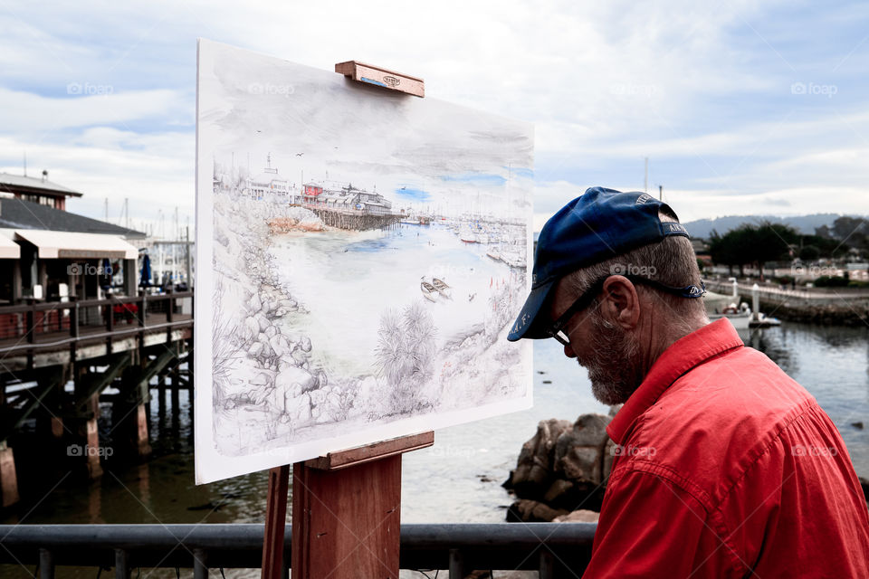 He was drawing every day to usedtime about twenty years at Monterey city, CA, USA