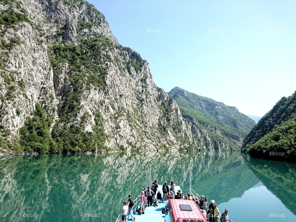 Amazing Lake Komani of Albania. Beauty of the surroundings will keep mesmerising the travellers.