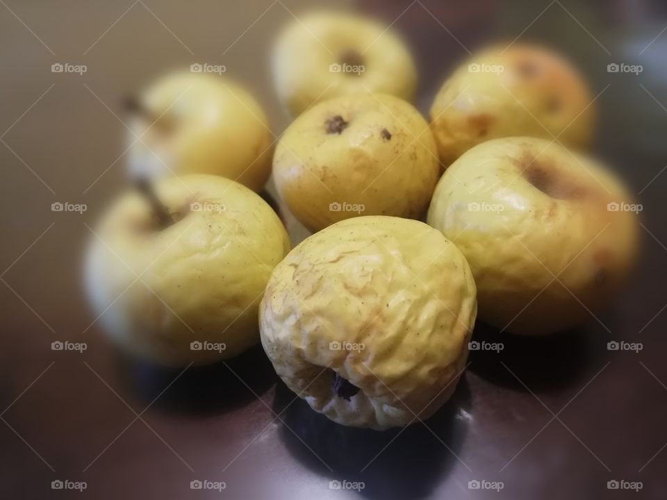 Organic apples of ancient countryside in winter