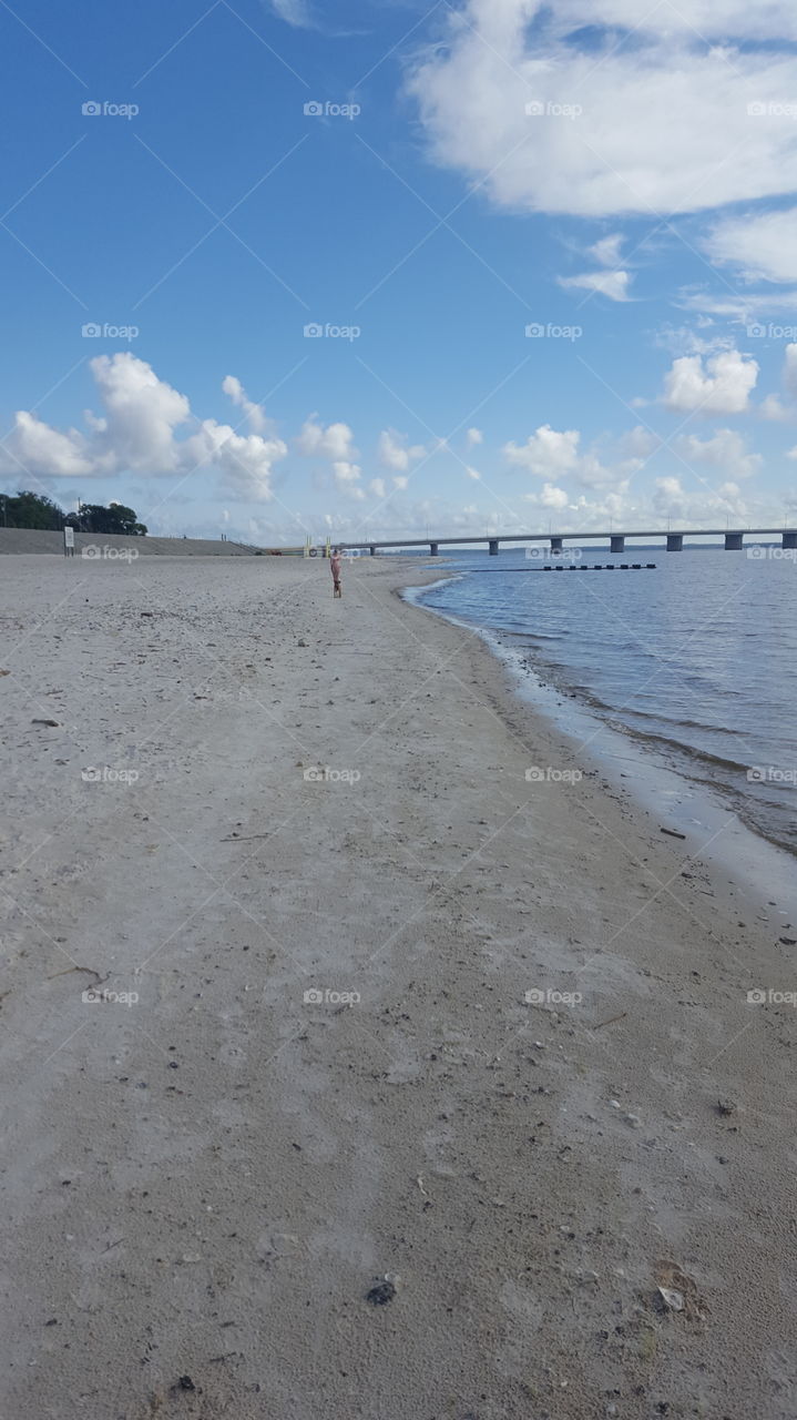 walk on the sand. nice beach on the mississippi sound.
