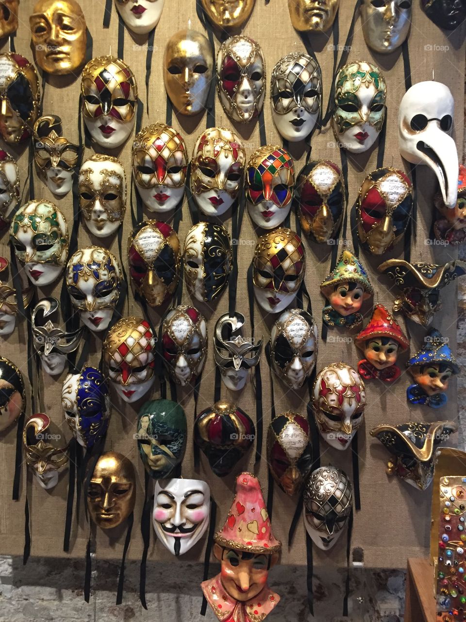 Display of Venetian masks