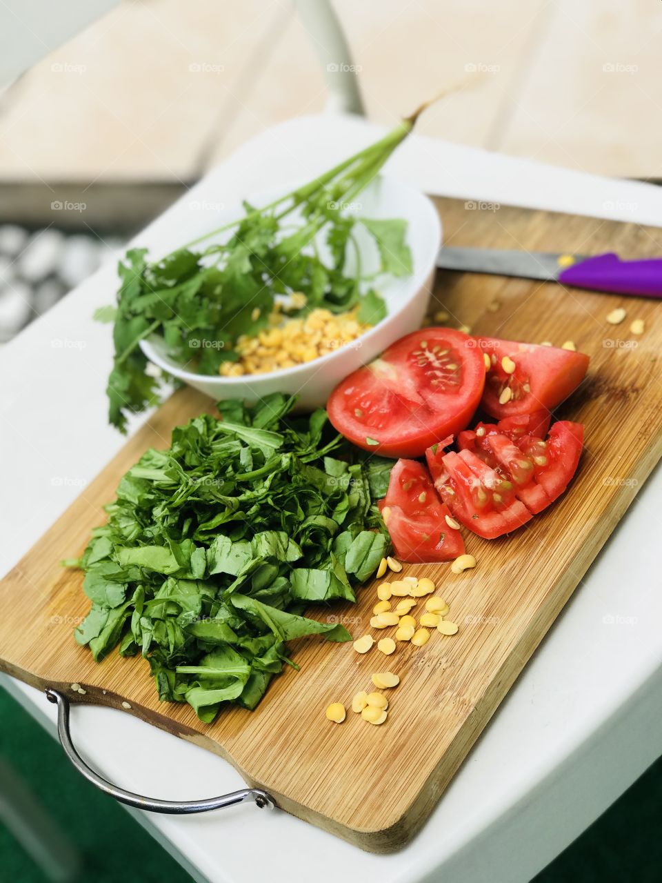Tomato palak leaf dhal,home made dhal
