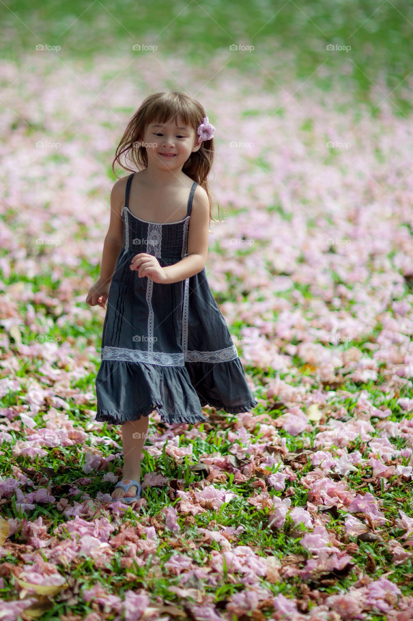 Running through the flowers
