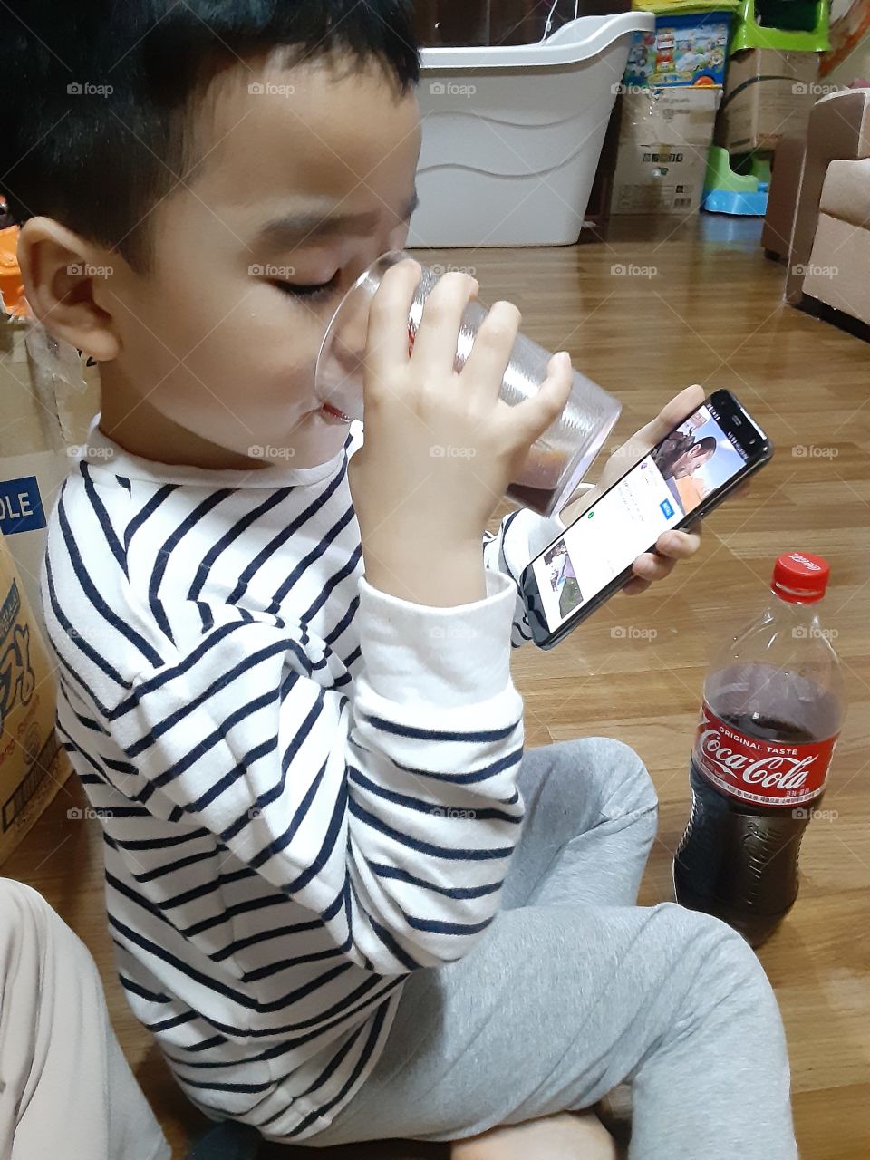 a taste of coca cola with his busy life.