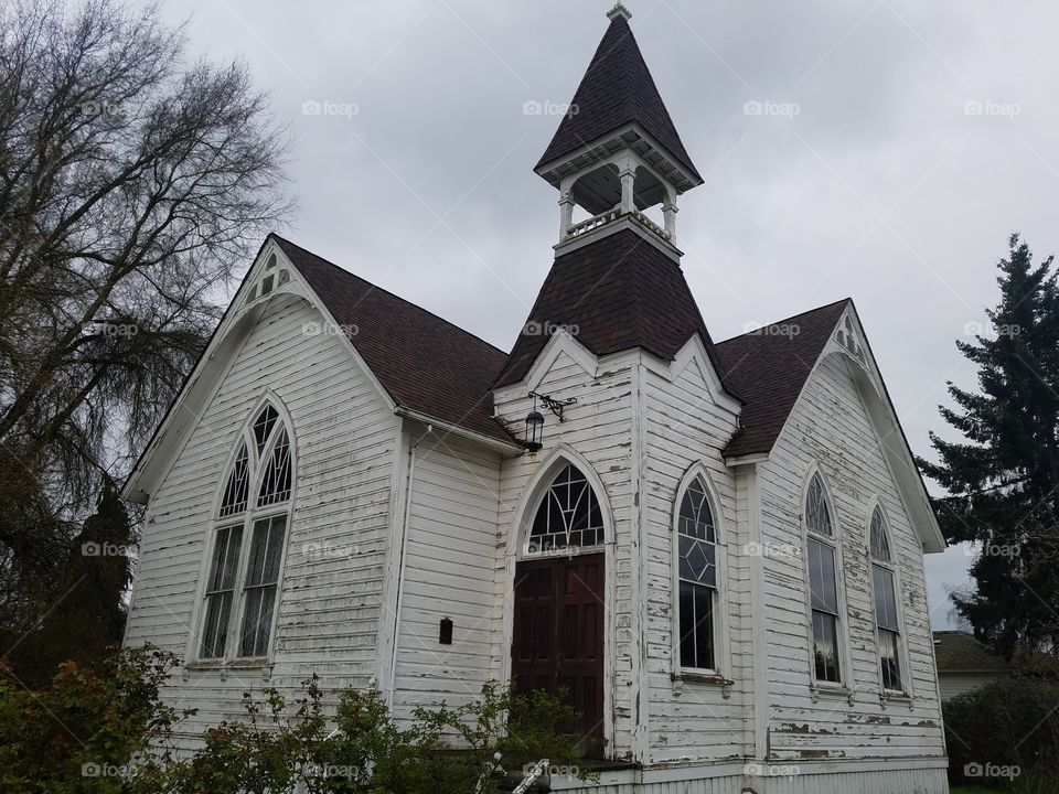 Old white church, in rural Oregon