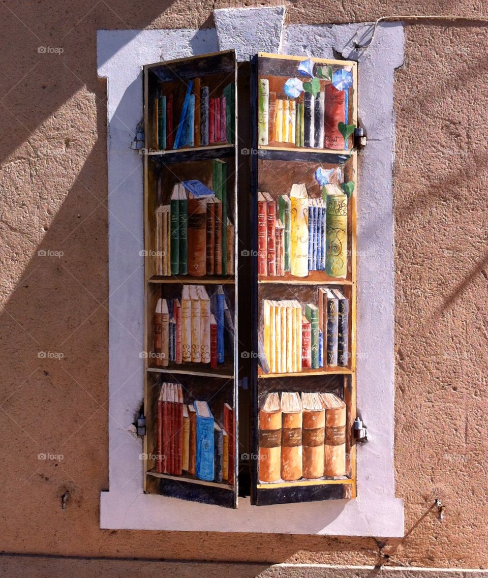 Paint library on wooden shutters 