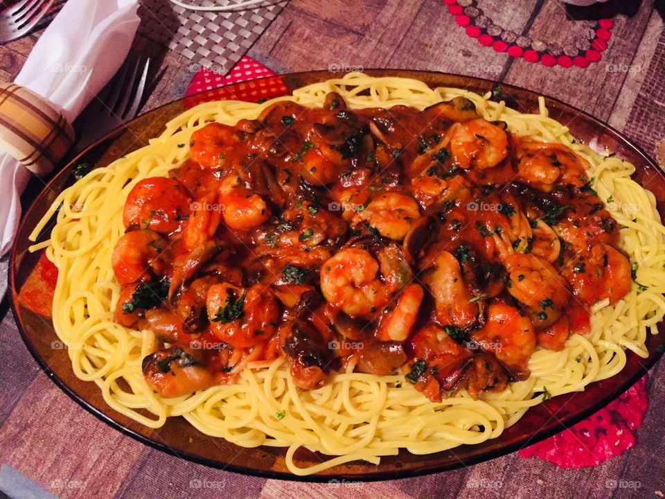 Spaghetti con gambas 