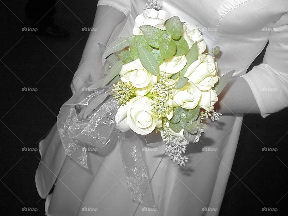 Wedding Bouquet - white with eucalyptus 