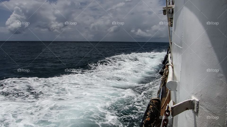 Wake of a ship in the water