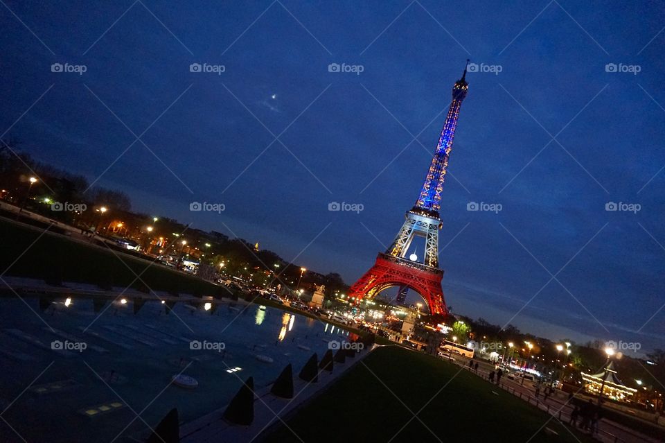 View of the Eiffel Tower after the Paris attacks