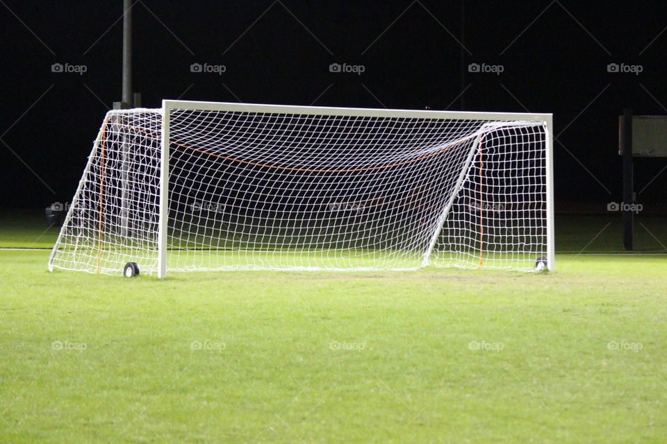 soccer goal at night