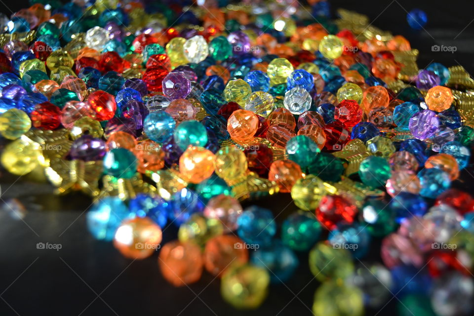 Beads in different colors and shapes
