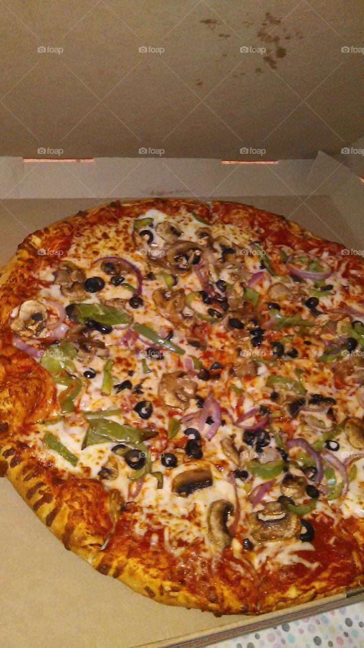 hot cheesy vegetarian pizza