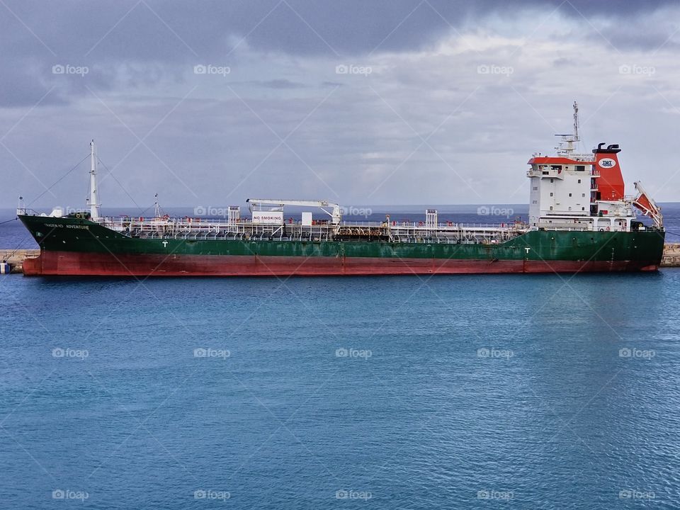 Container Ship sitting in the Port of Bridgetown Barbados