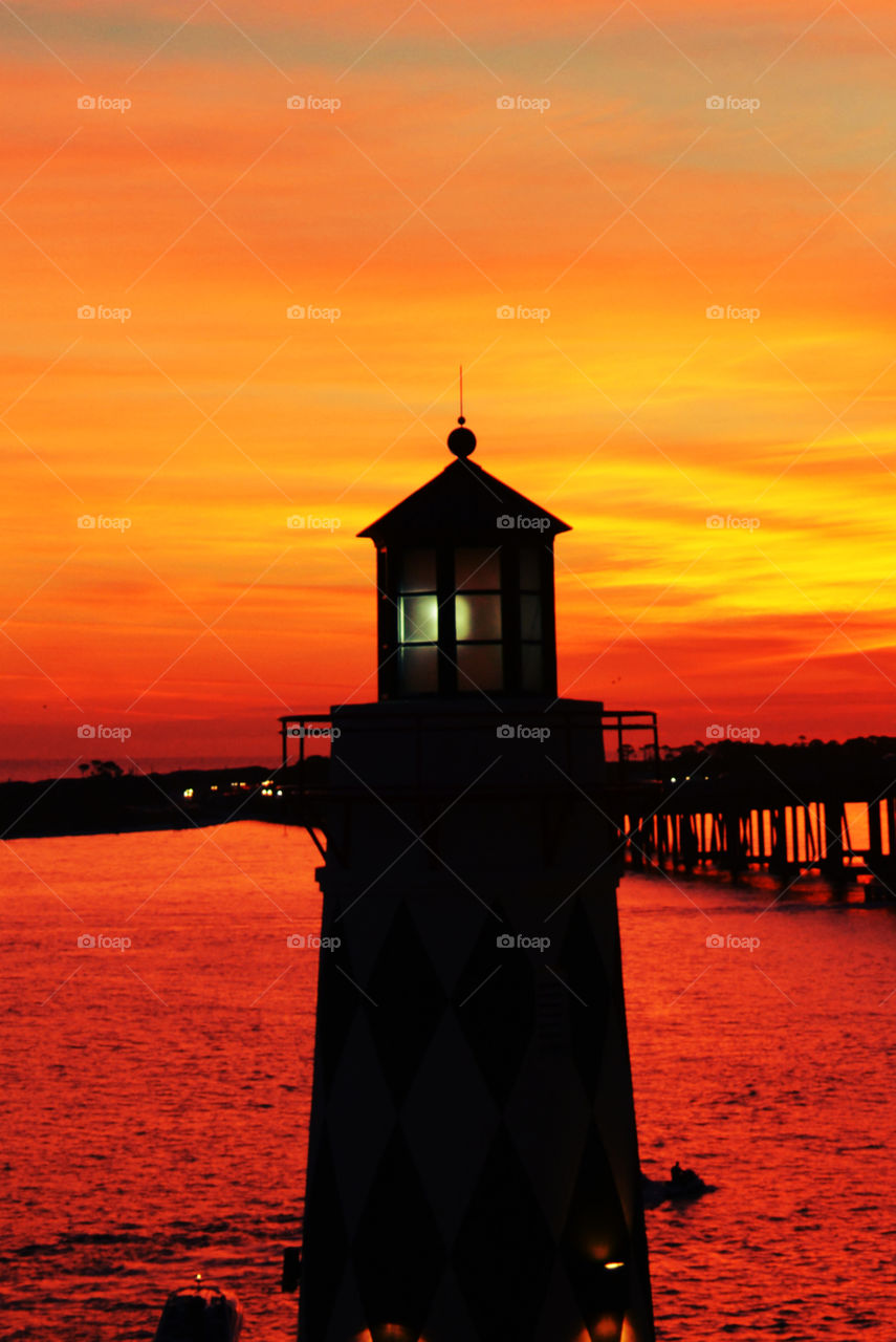 View of lighthouse at sunset