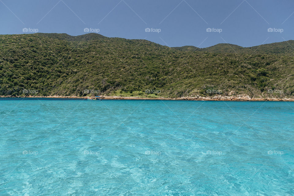 Praia com paisagem linda e fantástica no Brasil, na região do Lagos no Rio de Janeiro, em Arraial do Cabo