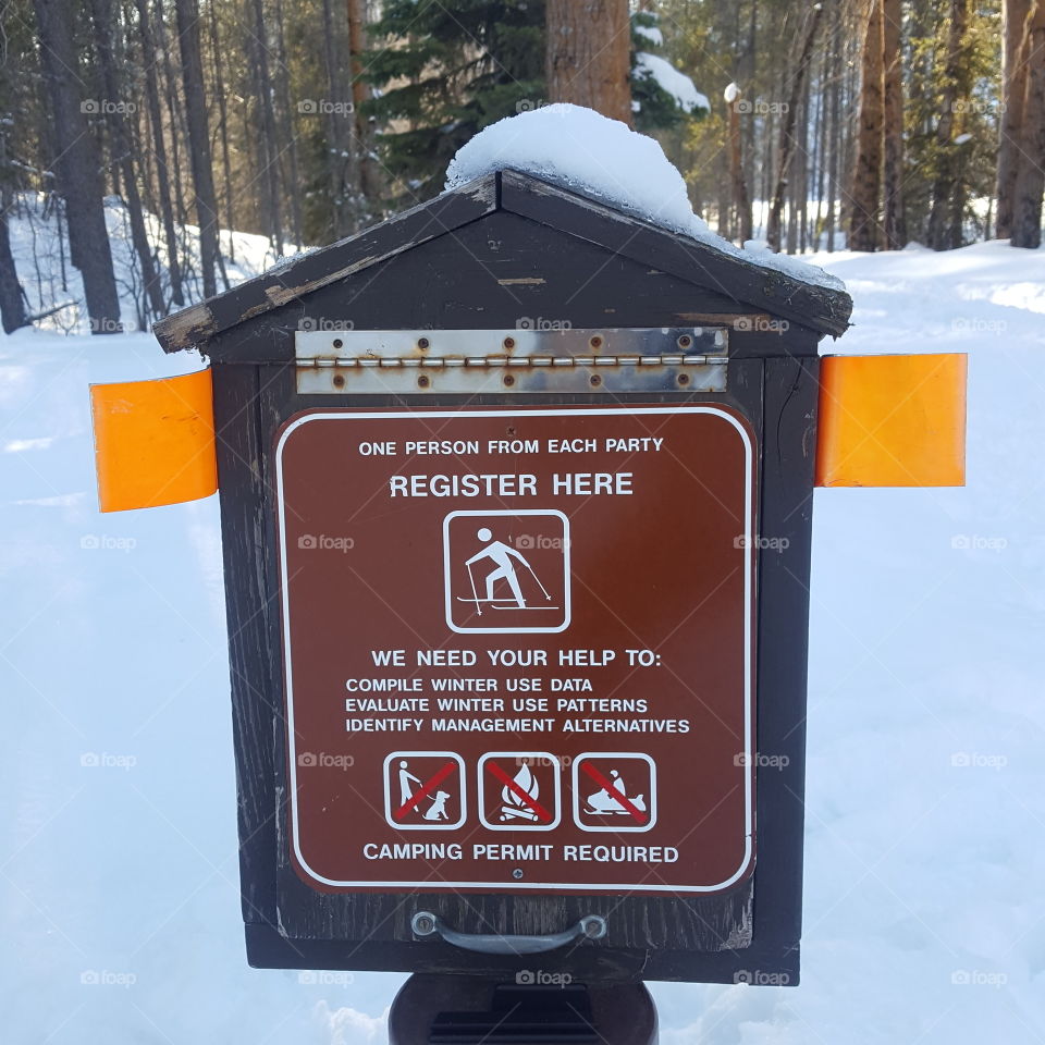 Cross Country skiing registration sign