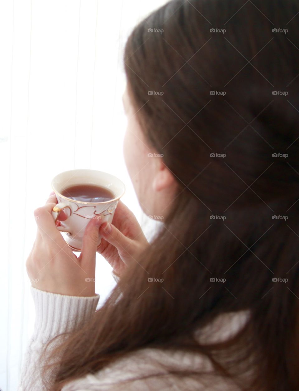 Girl with tea. Girl with tea in the morning 
