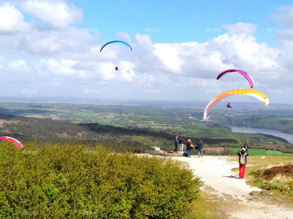 colourful paragliders