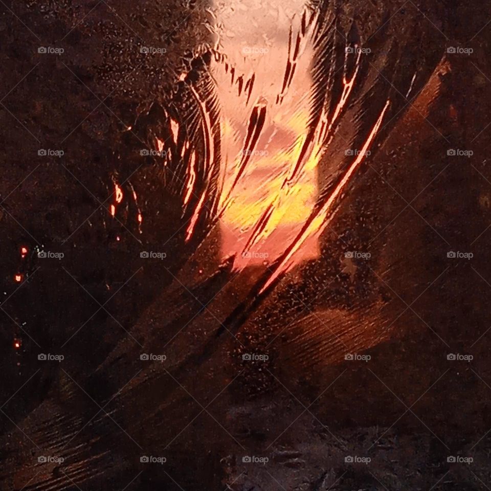 Frosty pattern on glass