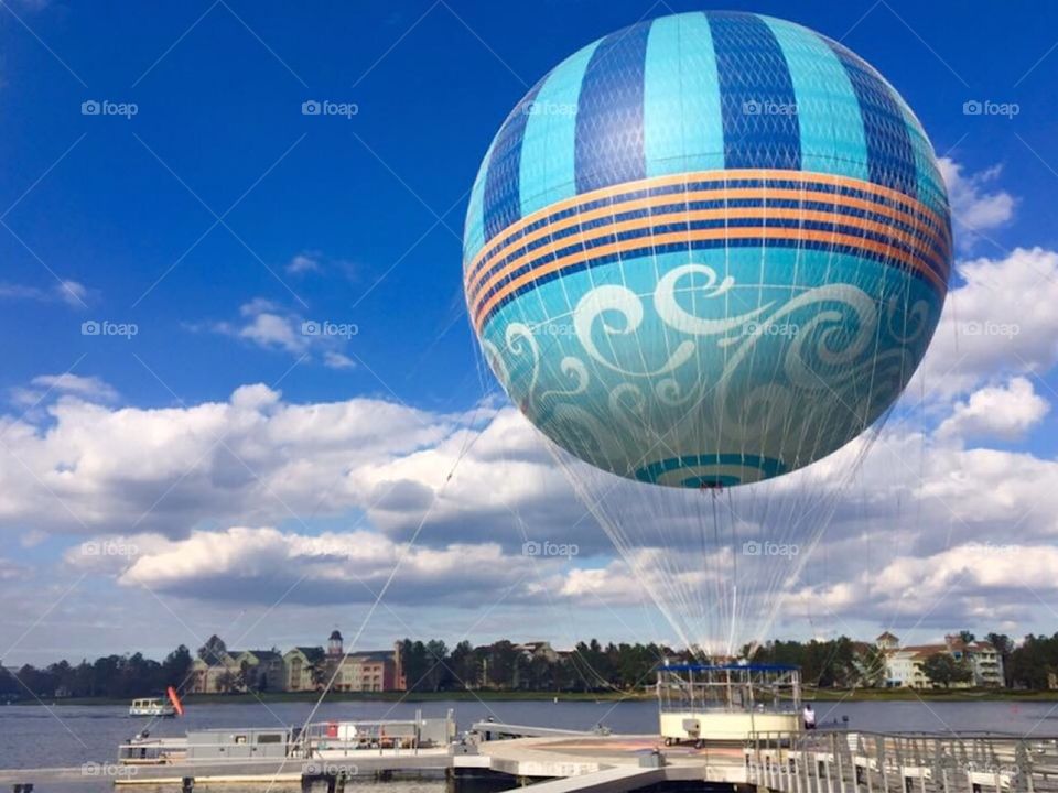 Tethered hot-air ballon ride, Aerophile, at Disney Springs in Orlando, Florida United States