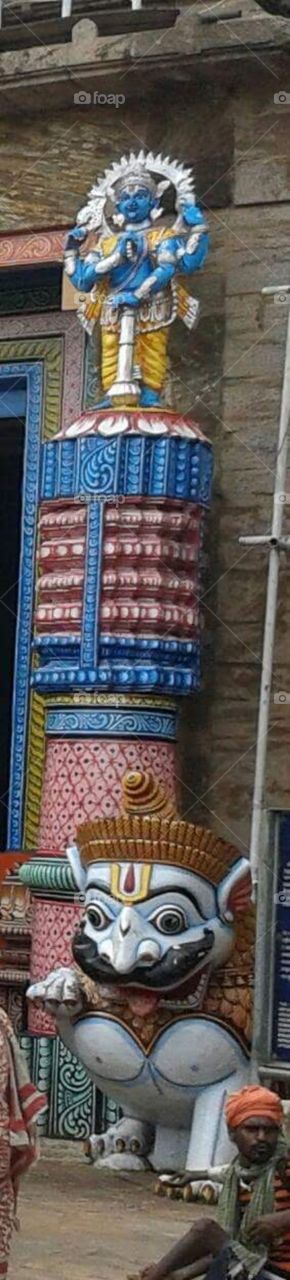 Colourful work on Jagannath mandir pillar