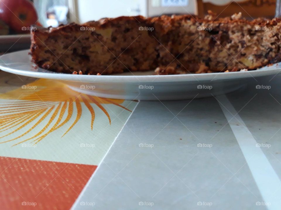 Cake with apples and chocolate