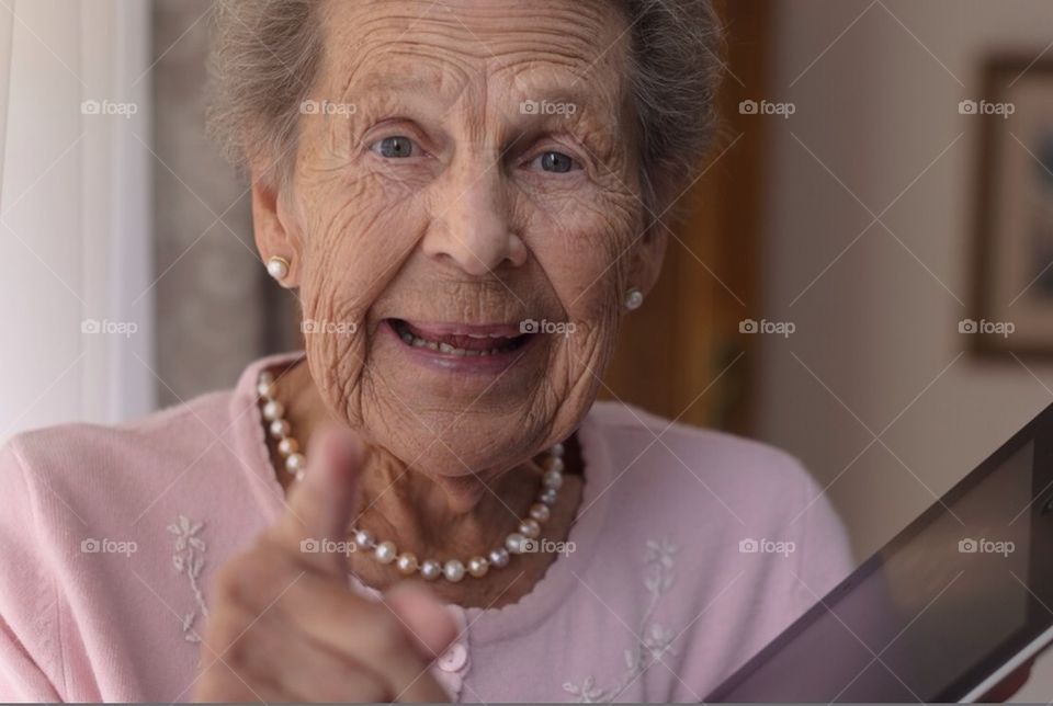 Cyber Granny enjoying online banking