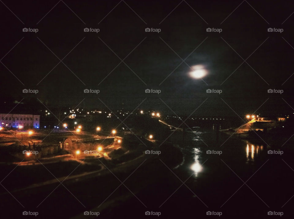River Neman in Grodno (Belarus) at night