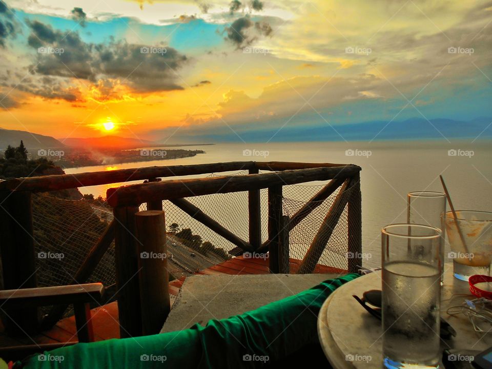 drinking coffee and gazing sunset at my favorite place at the edge of the mountain