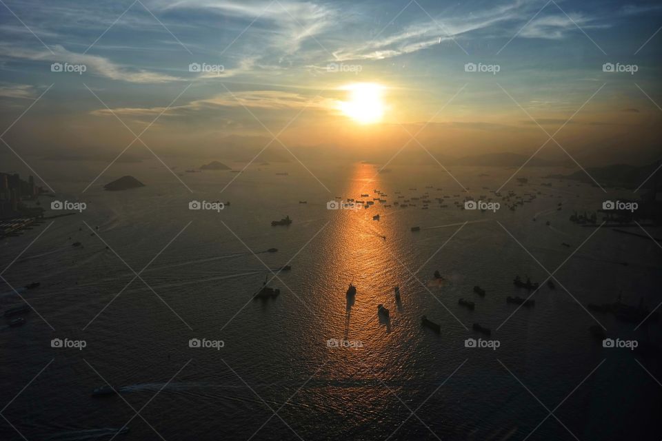 Sunset over Hong Kong Harbour