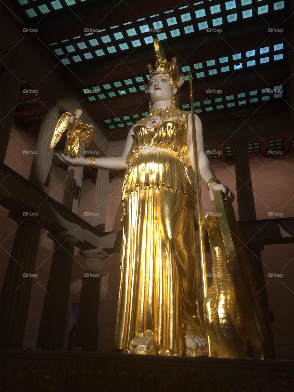 Athena statue found in Nashville Tennessee Parthenon museum. 