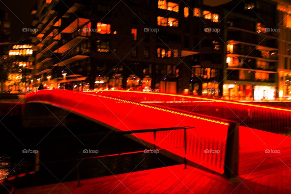 Red light bridge. Aker Brygge, Oslo, Norway