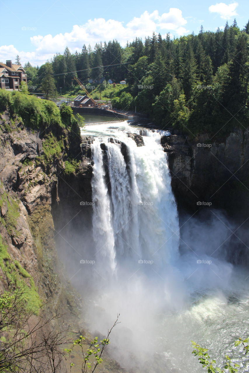 Scenic view of waterfall