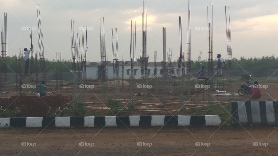 Natural clouds and enjoyed worker's fo work