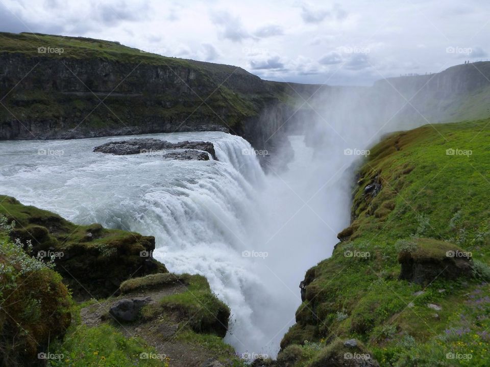 High angle view of waterfall