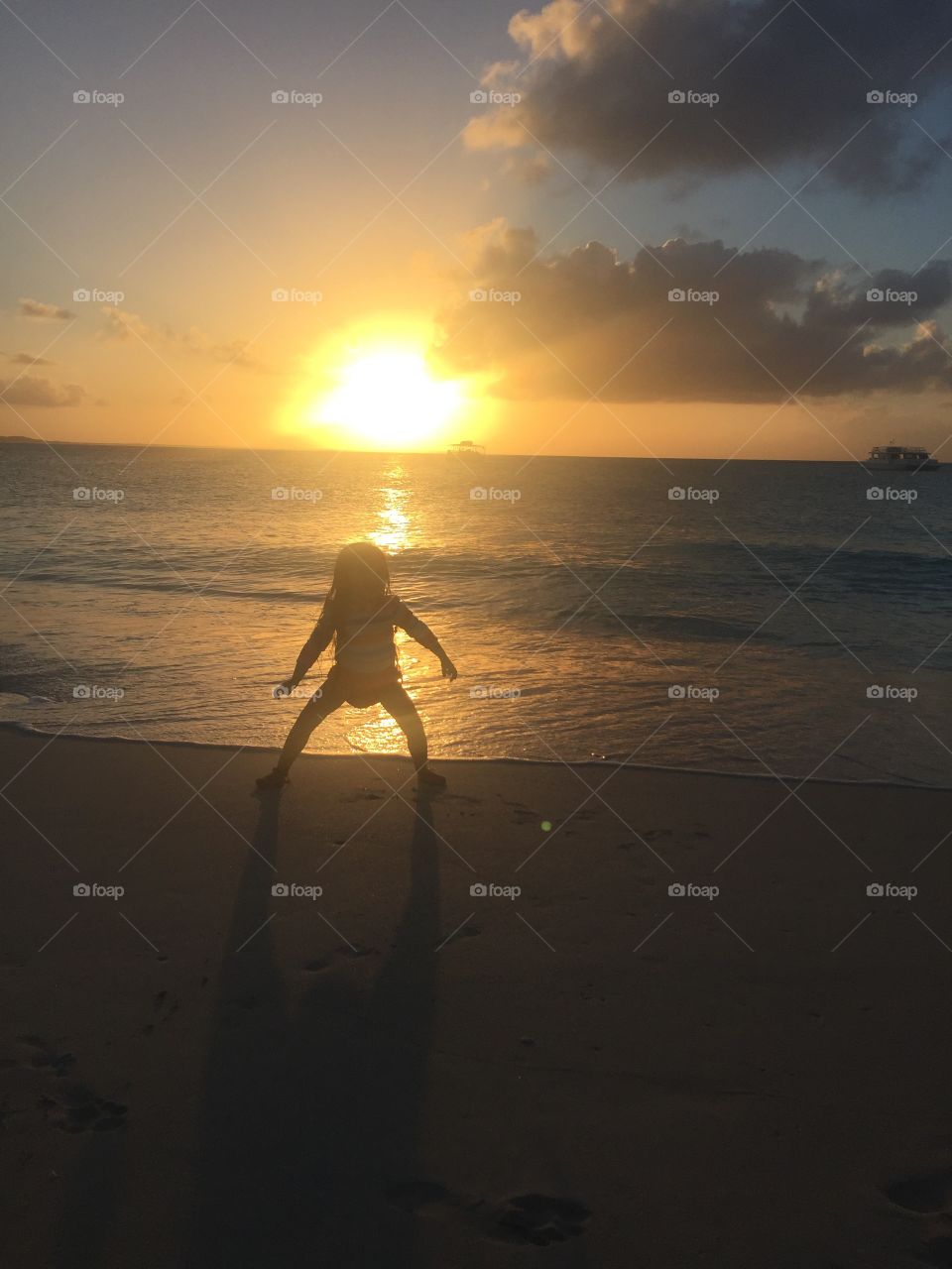 Sunset, Beach, Water, Backlit, Sun