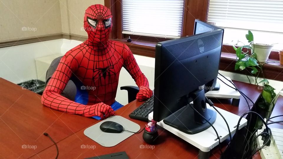 Spider-Man Web developer. web development pun spiderman desk job 