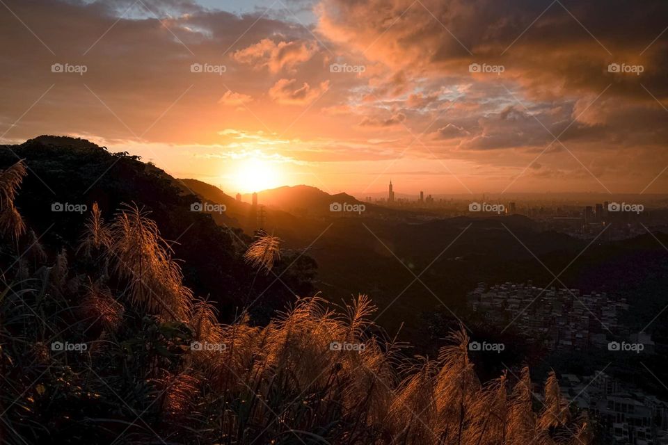 Beautiful mountain and sun set natural landscape