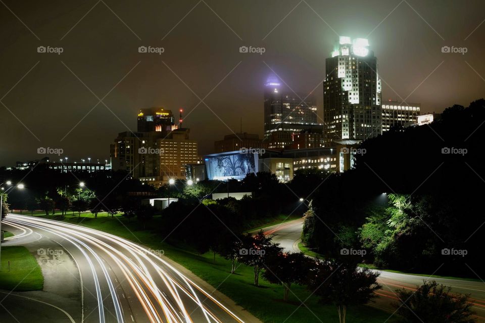 The city is alive after dark. Raleigh, North Carolina. 